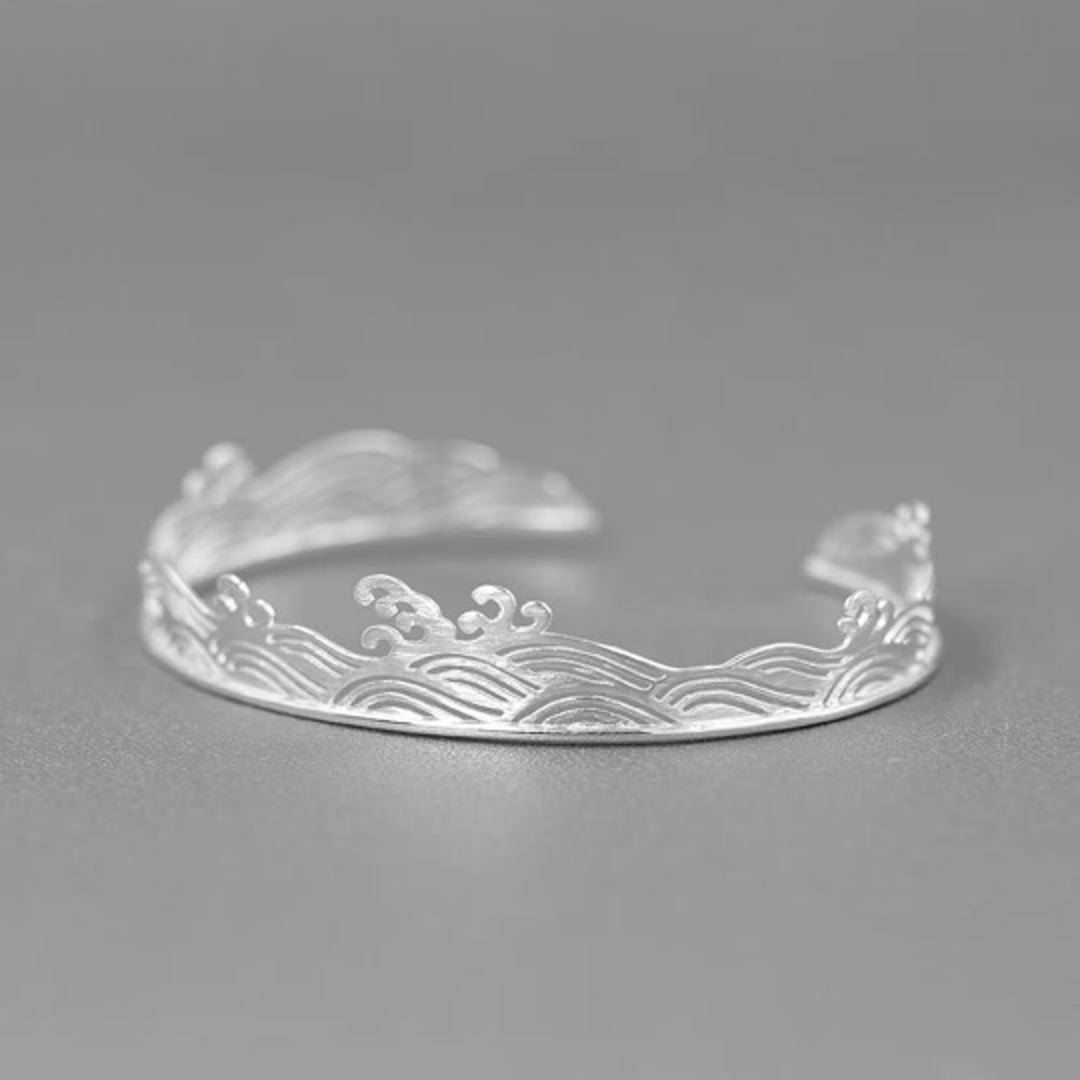 アクセサリー Vintage Silver Wide Wave Caff Bangle 925 Vintage 925 Sterling Silver Unique Pattern Rope Design Wide