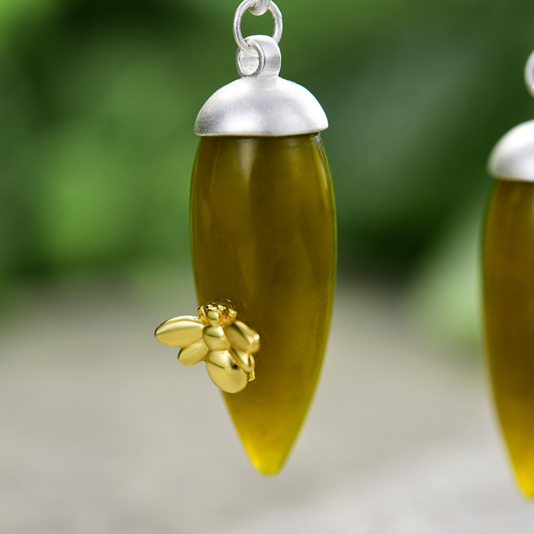 Dangle-Earrings-With-Serpentine-Cone-And-Bee-By-Yonandole_6