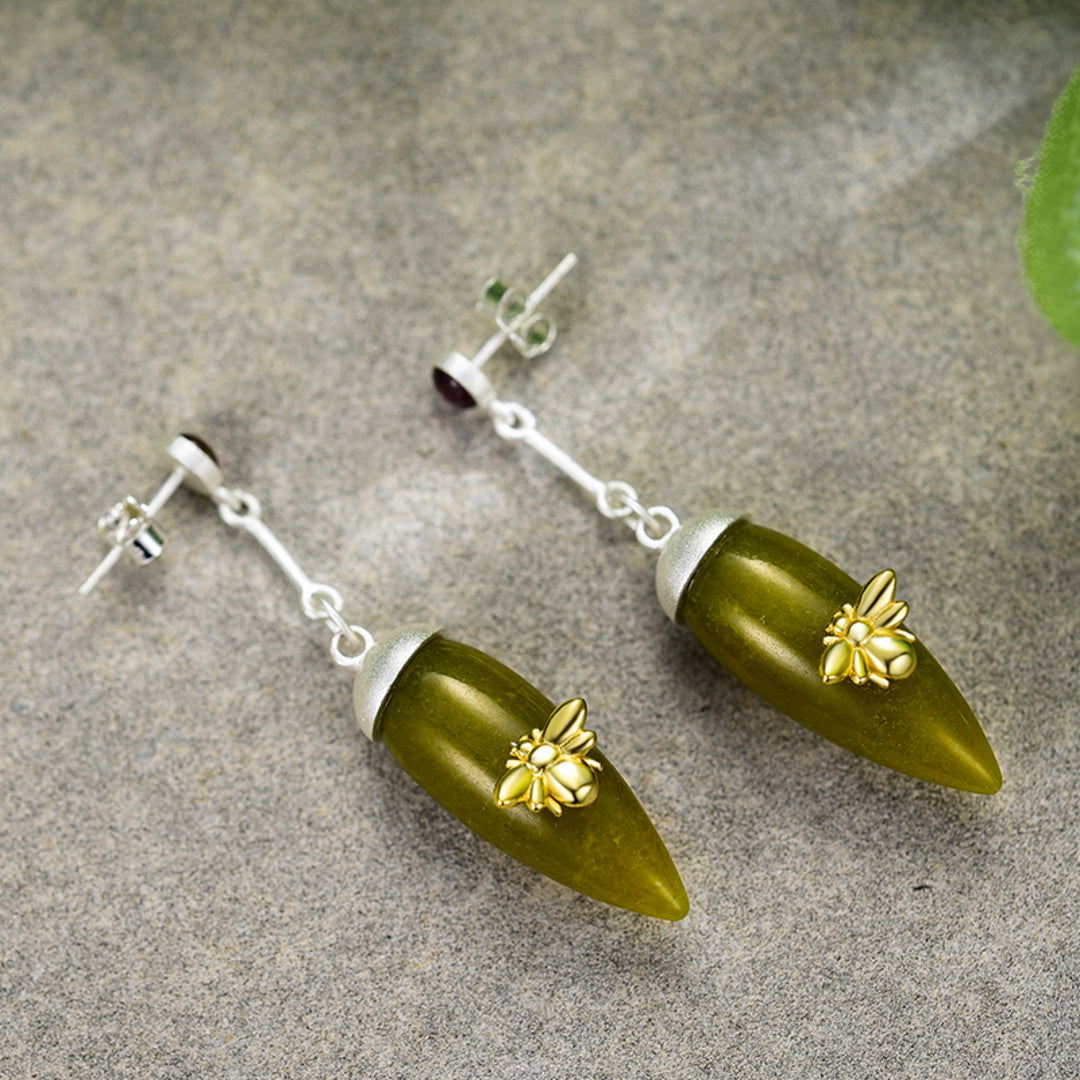 Dangle-Earrings-With-Serpentine-Cone-And-Bee-By-Yonandole_8