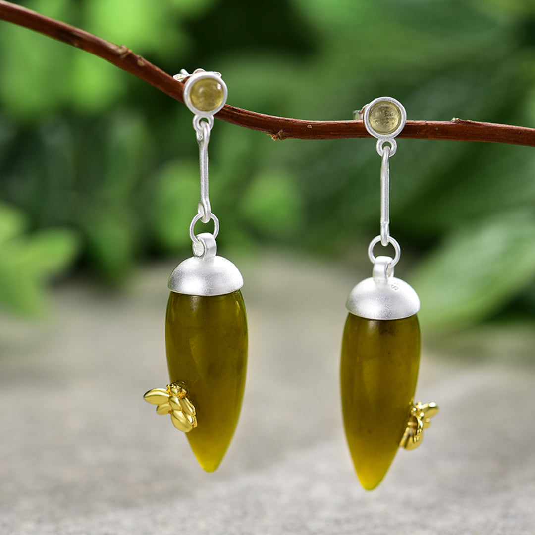 Dangle-Earrings-With-Serpentine-Cone-And-Bee-By-Yonandole_9