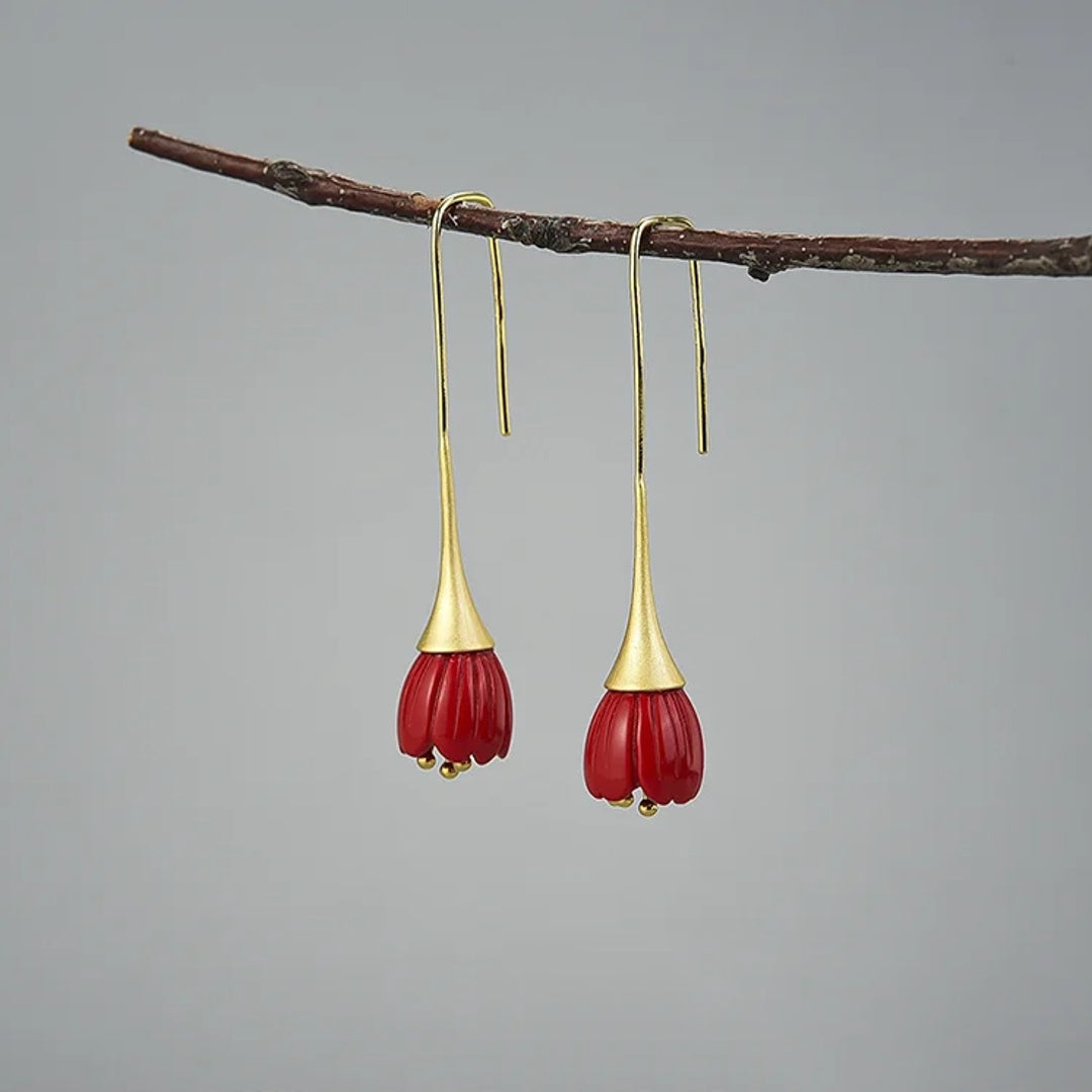 Earrings-With-Red-Lily-Of-The-Valley-By-Yonandole_2a