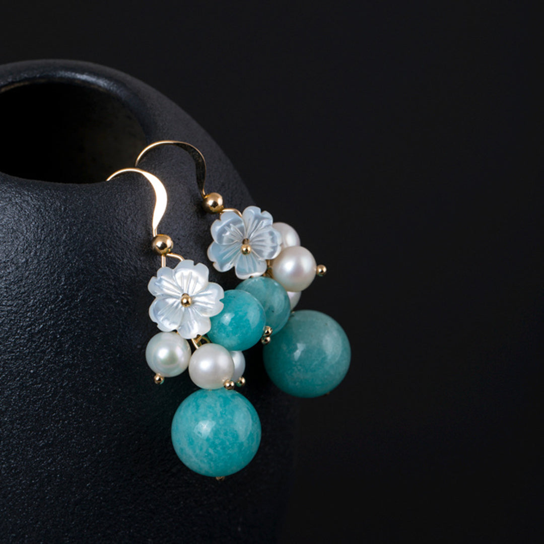 Earrings-With-Shell-Flower-Amazonite-And-White-Pearls-By-Yonandole_1