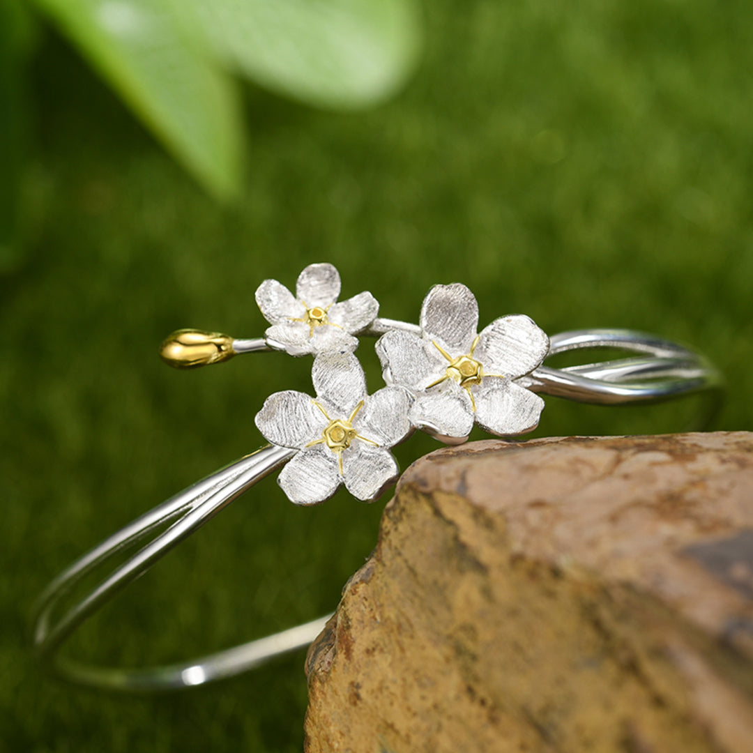Forget-Me-Not Bangle In 925 Sterling Silver 18K Gold Plated