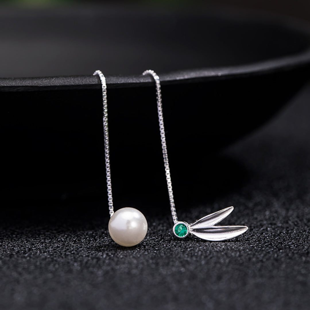 Long-Dangle-Earrings-With-Bamboo-Leaves-And-Pearl-By-Yonandole_3