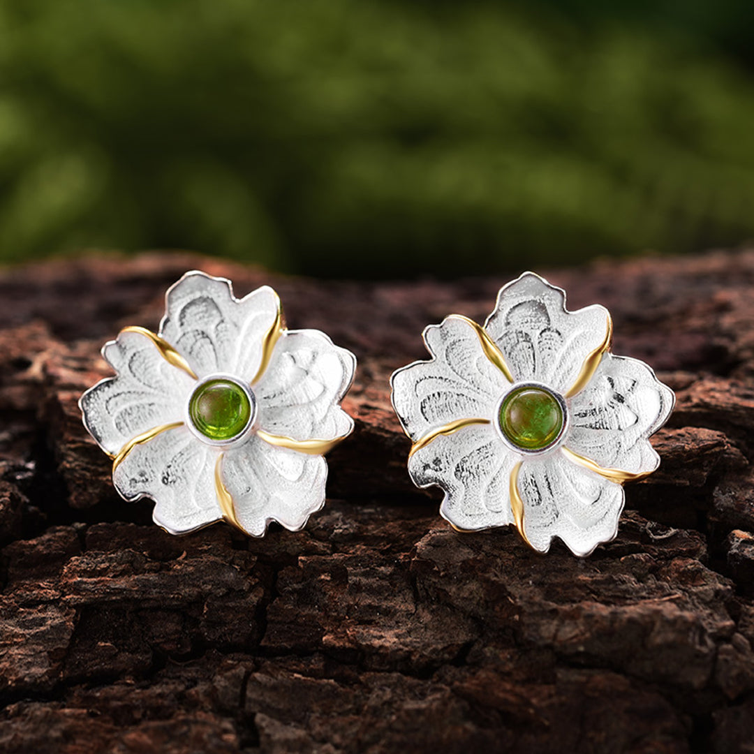 Peony-Flower-Earrings-With-Tourmaline-By-Yonandole_1