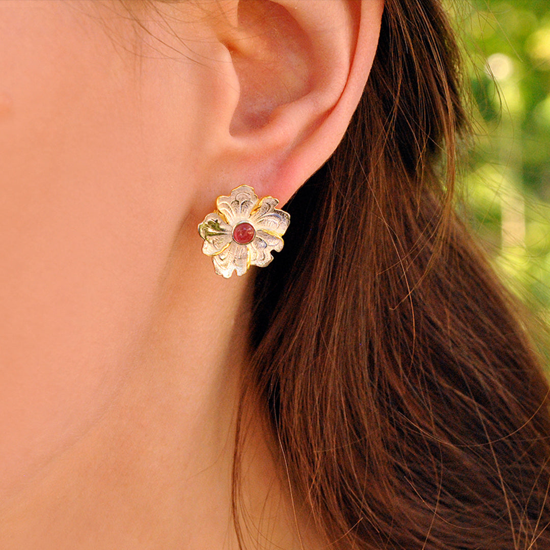 Peony-Flower-Earrings-With-Tourmaline-By-Yonandole_10