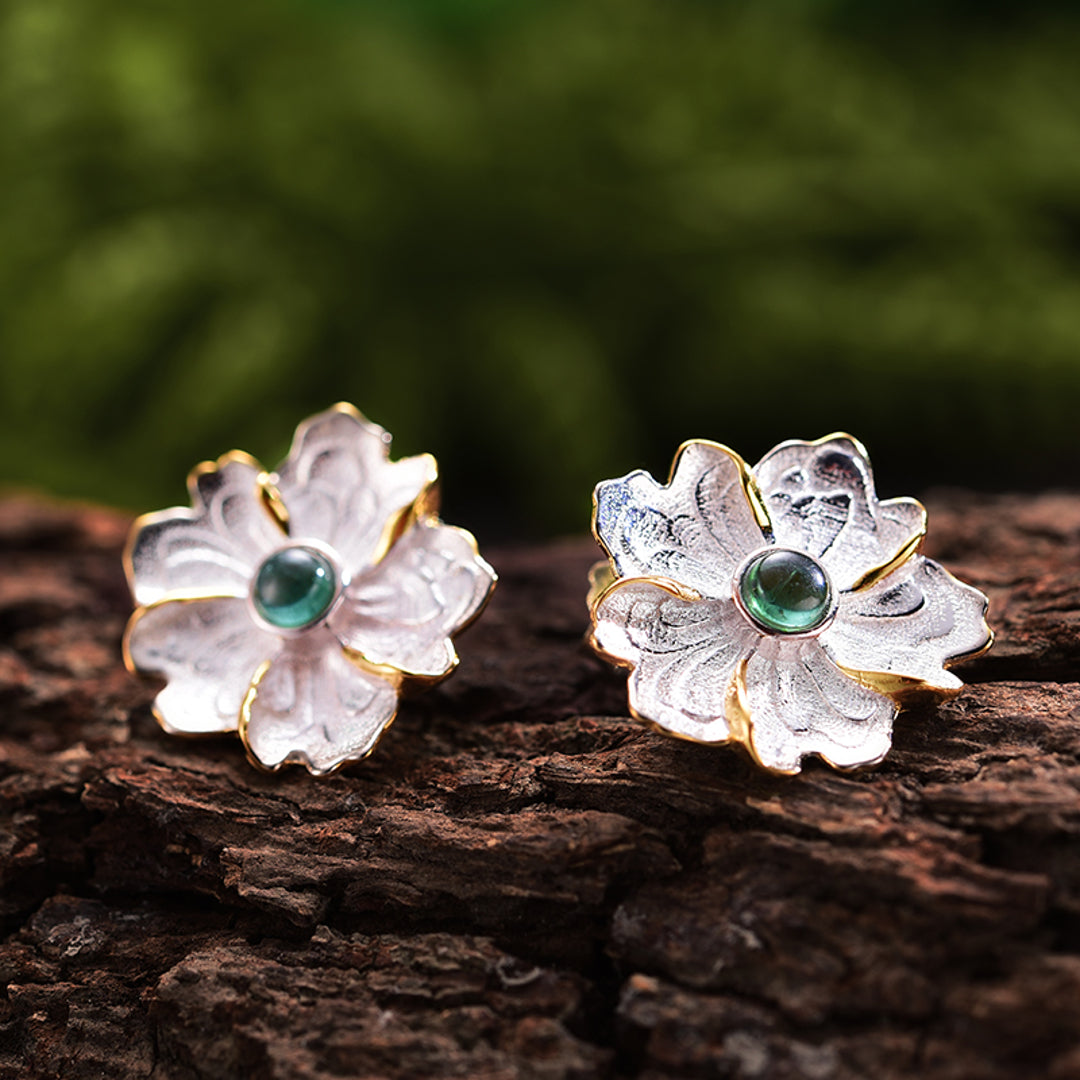 Peony-Flower-Earrings-With-Tourmaline-By-Yonandole_7