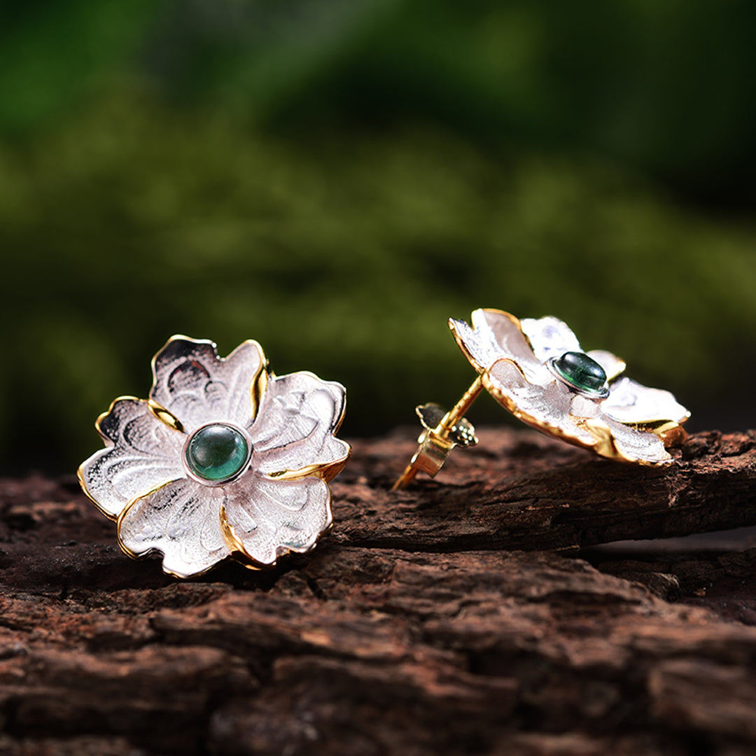 Peony-Flower-Earrings-With-Tourmaline-By-Yonandole_8