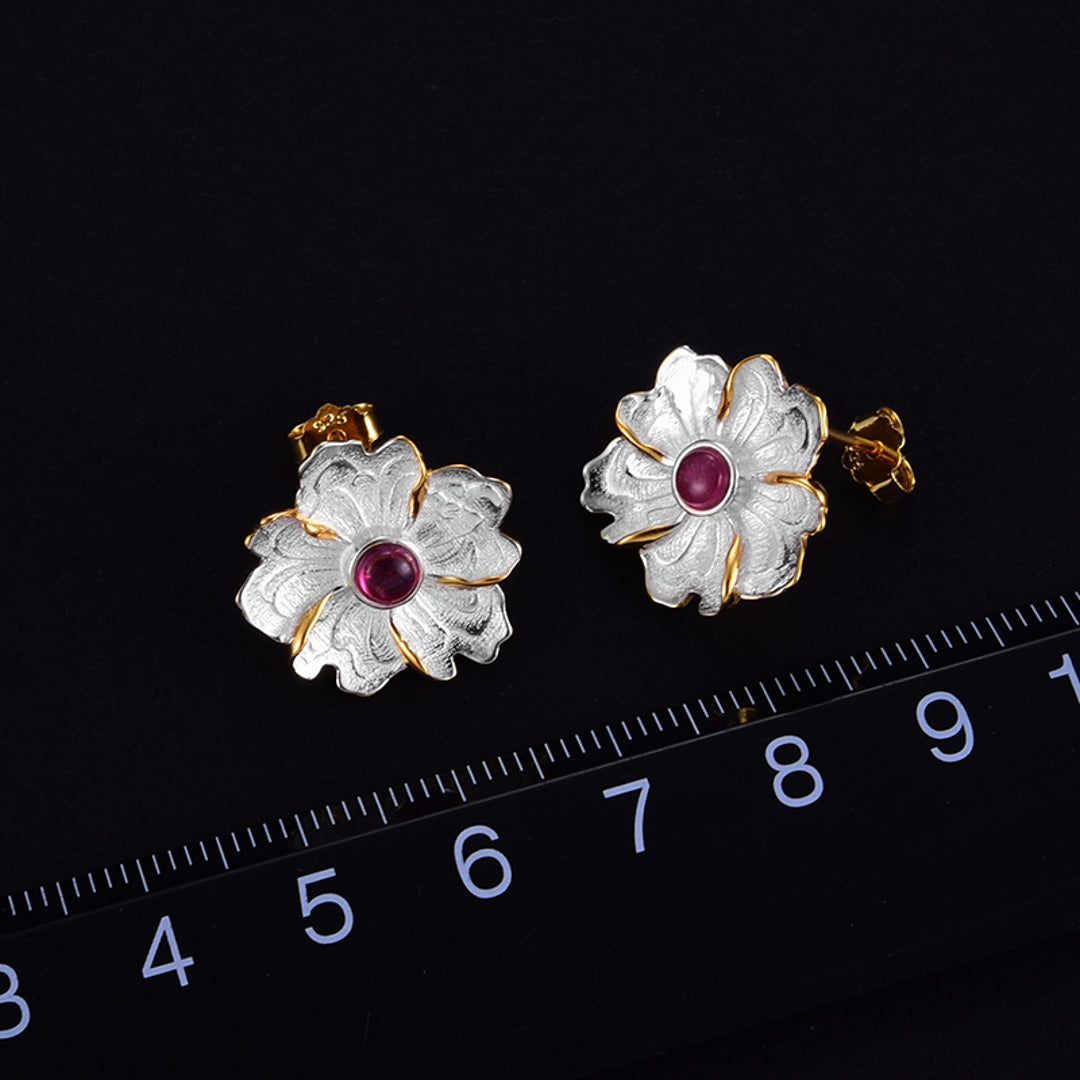 Peony-Flower-Earrings-With-Tourmaline-By-Yonandole_9
