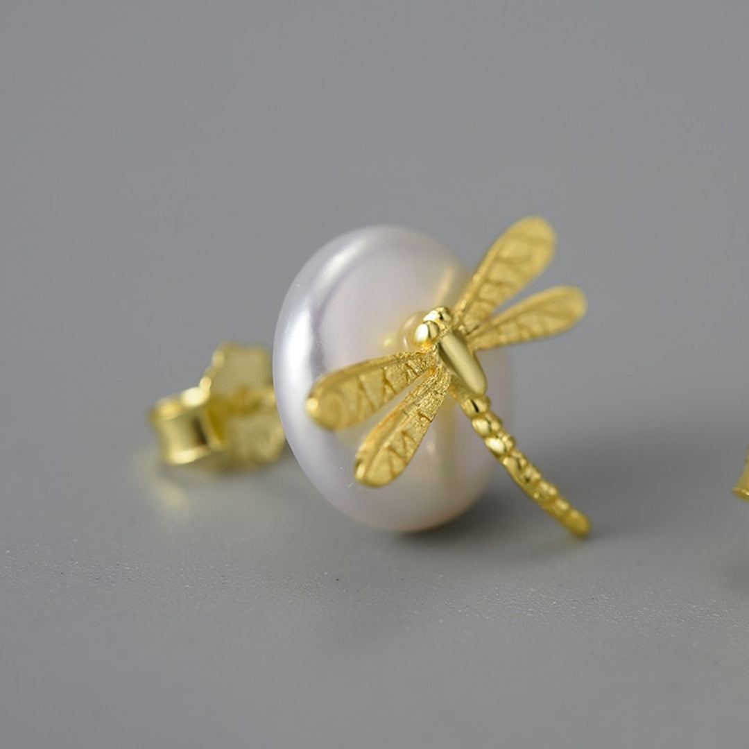Stud-Earrings-With-Baroque-Pearl-And-Dragonfly-By-Yonandole_2