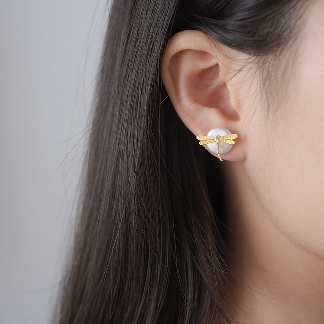 Stud-Earrings-With-Baroque-Pearl-And-Dragonfly-By-Yonandole_3