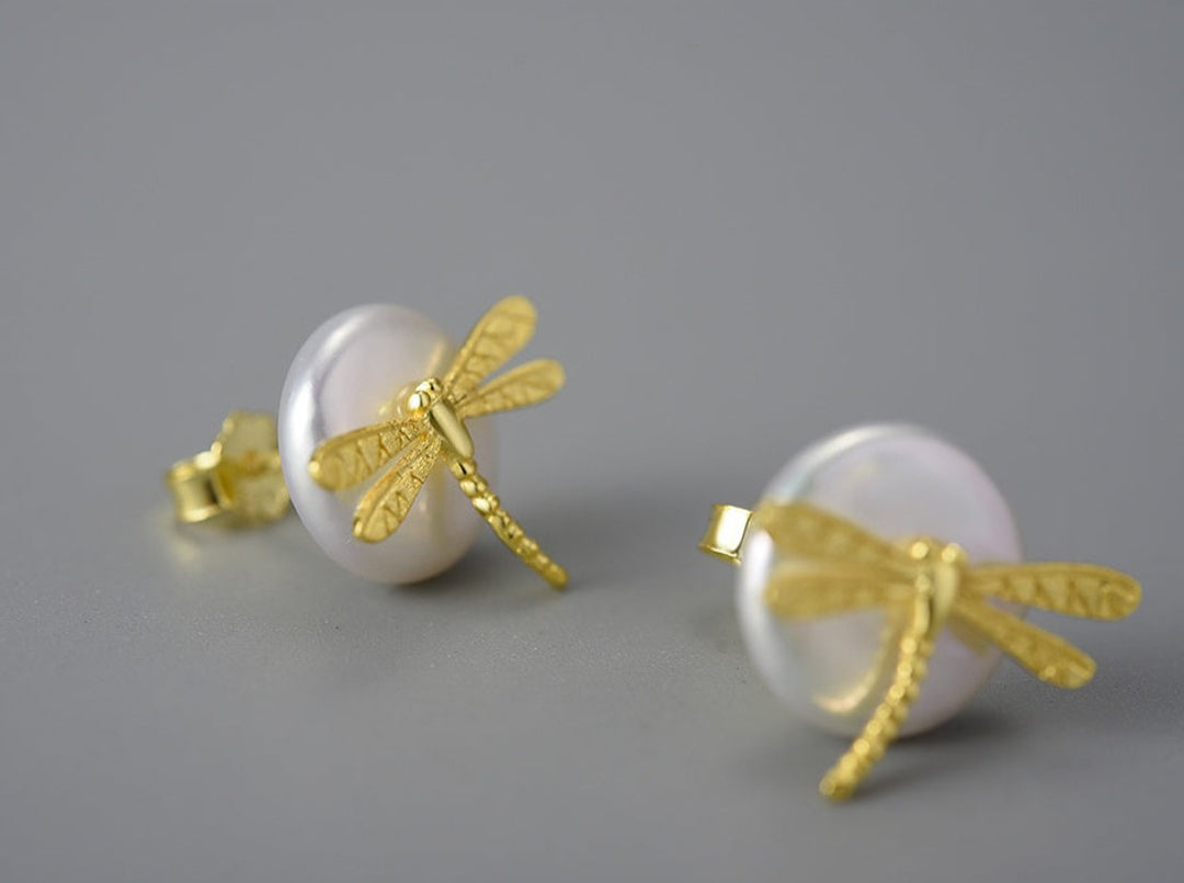 Stud-Earrings-With-Baroque-Pearl-And-Dragonfly-By-Yonandole_6