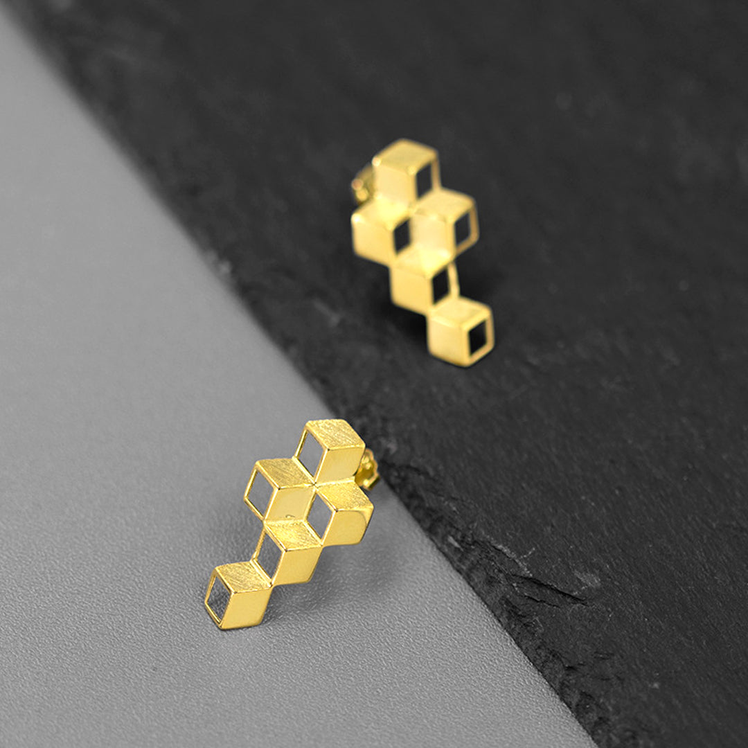 Stud-Earrings-With-Cube-Pattern-By-Yonandole_1