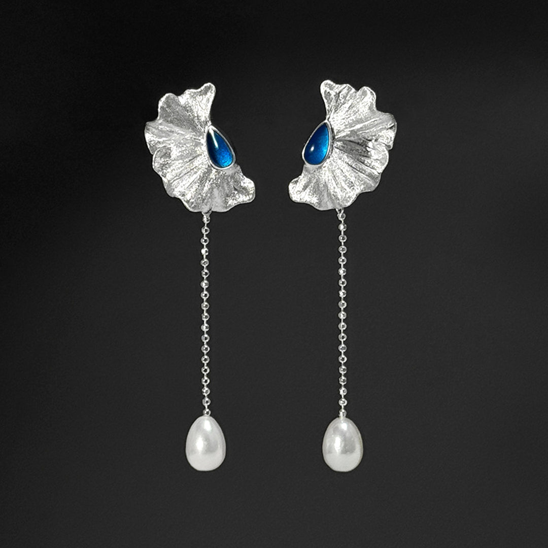 Dangle-Earrings-With-Poppy-Blossom-And-Pearldrop-By-Yonandole_1