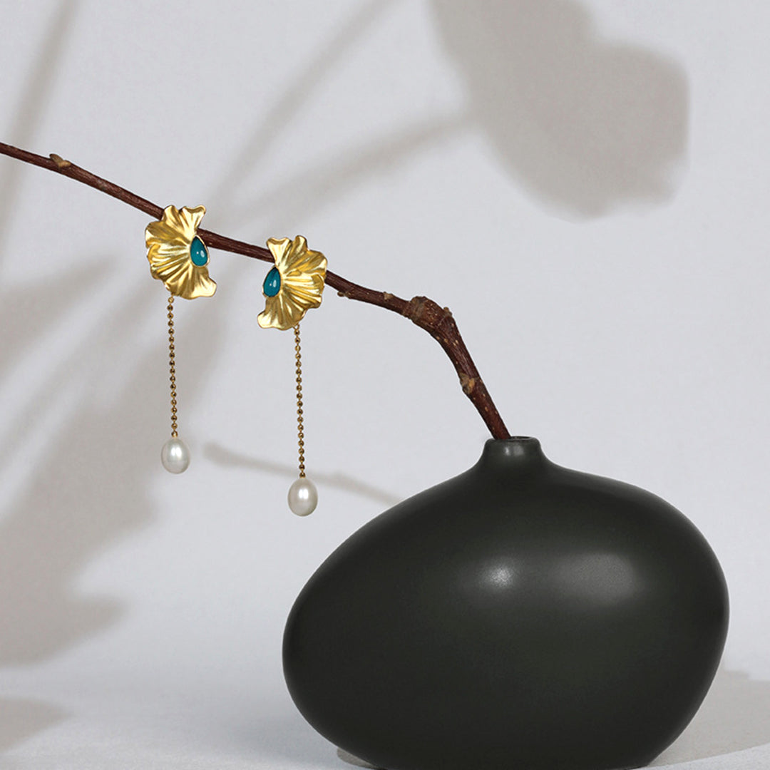 Dangle-Earrings-With-Poppy-Blossom-And-Pearldrop-By-Yonandole_10