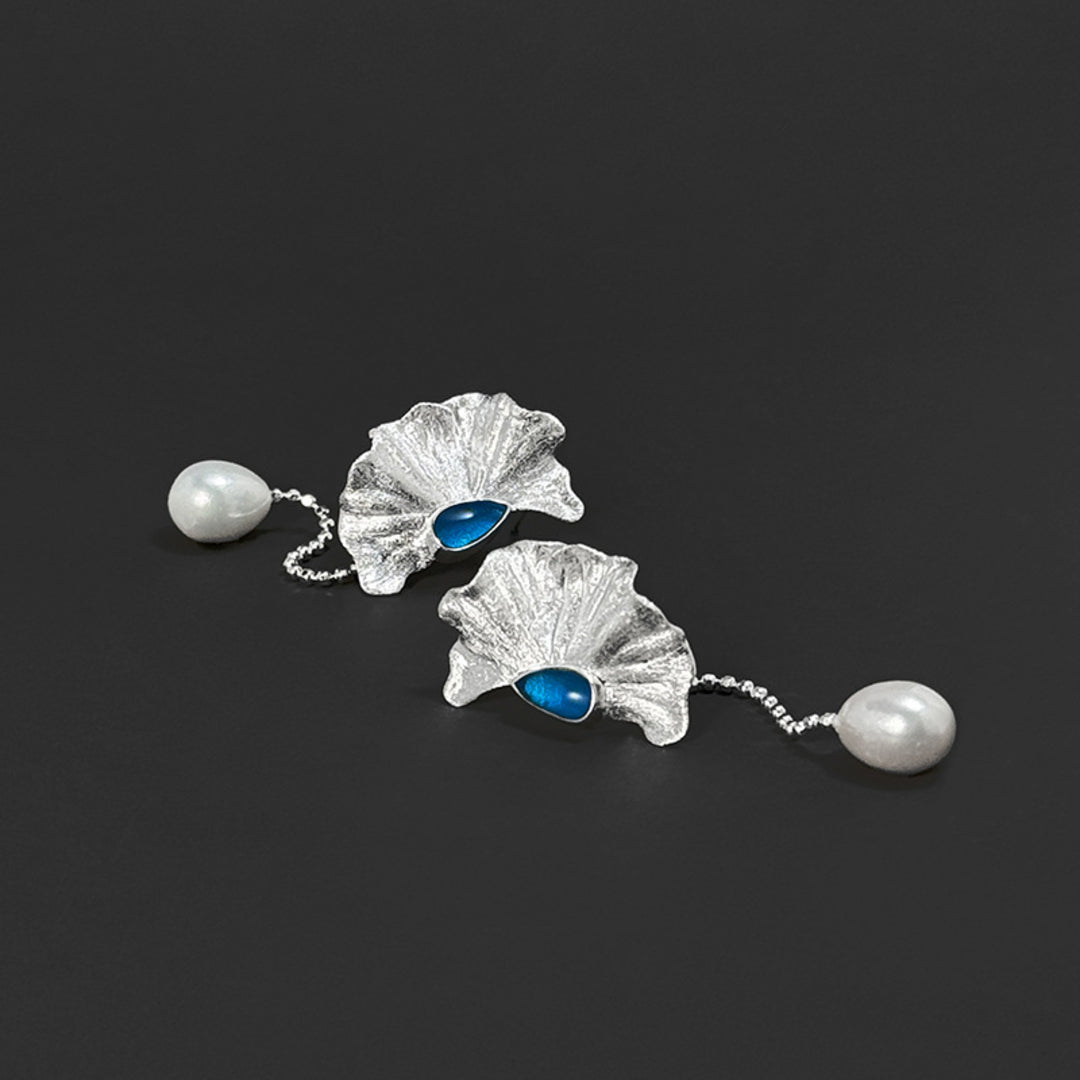 Dangle-Earrings-With-Poppy-Blossom-And-Pearldrop-By-Yonandole_8