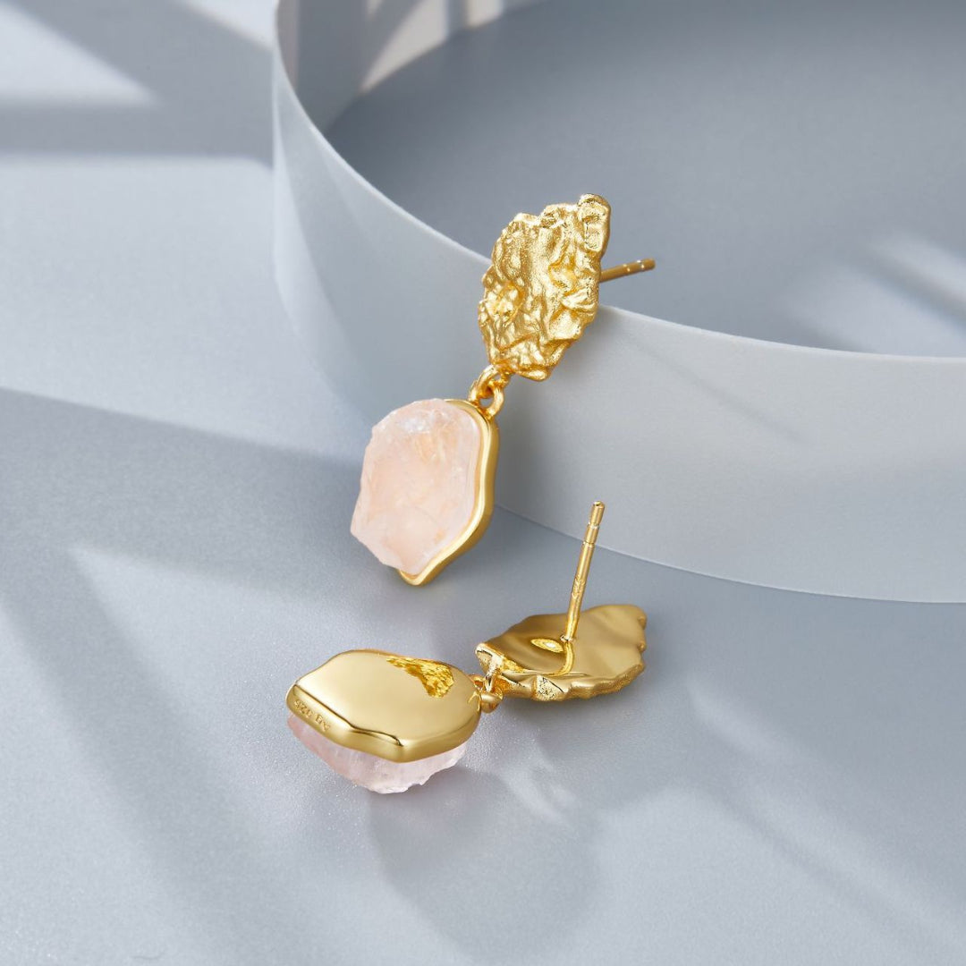 Dangle-Earrings-With-Raw-Pink-Crystal-By-Yonandole_1