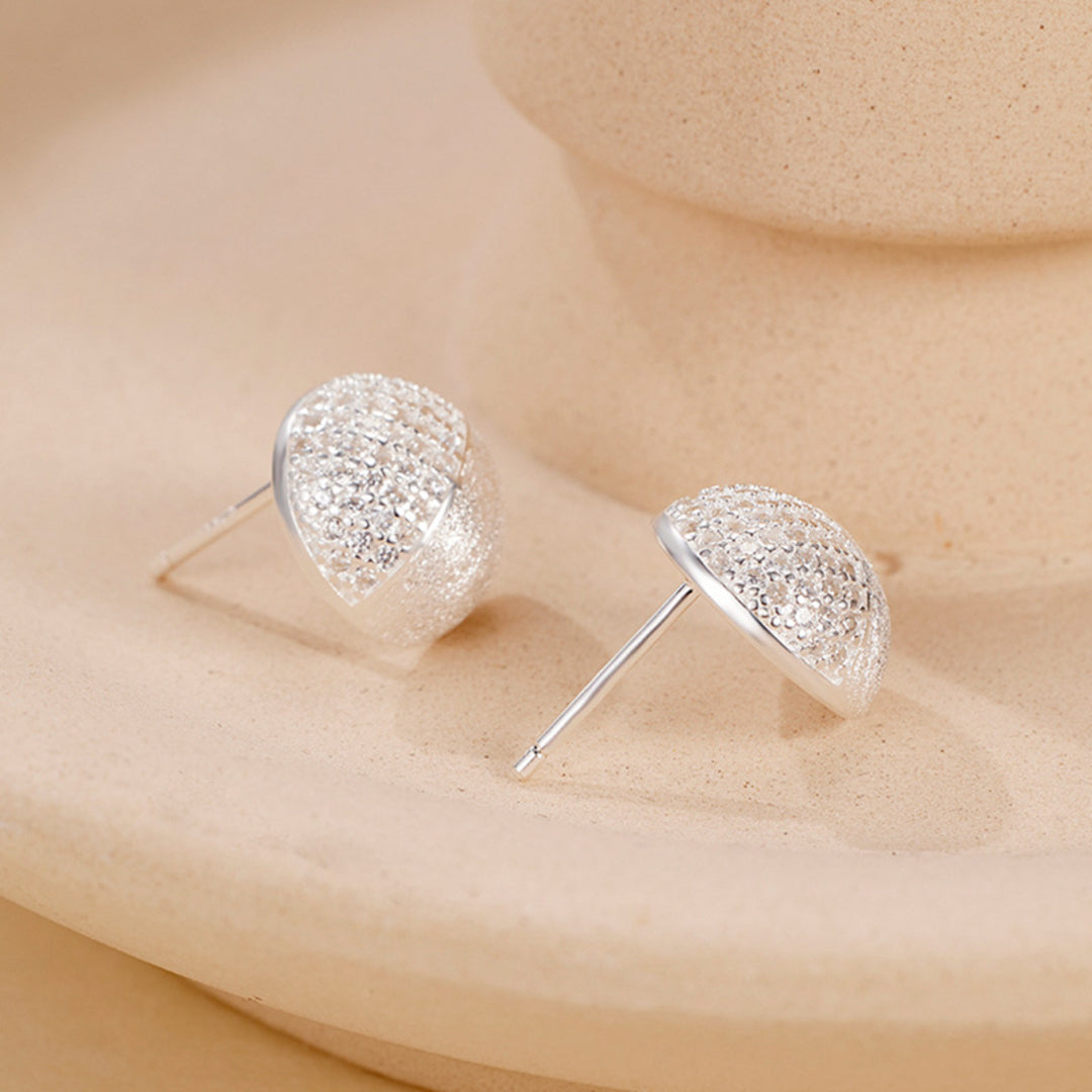 Dome-Earrings-With-Pave-Zirconia-And-Brushed-Finish-By-Yonandole_4