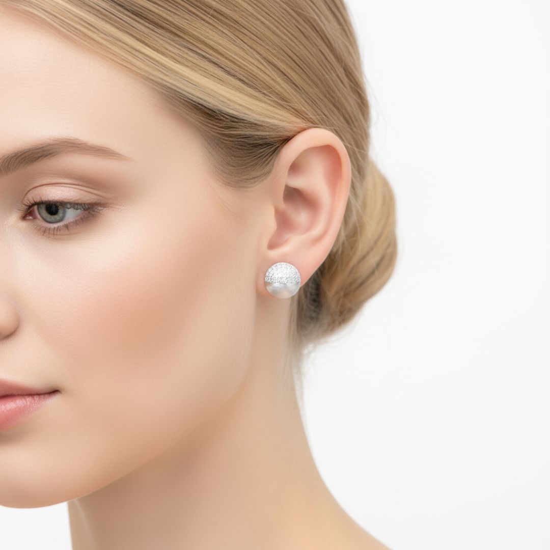 Dome-Earrings-With-Pave-Zirconia-And-Brushed-Finish-By-Yonandole_7