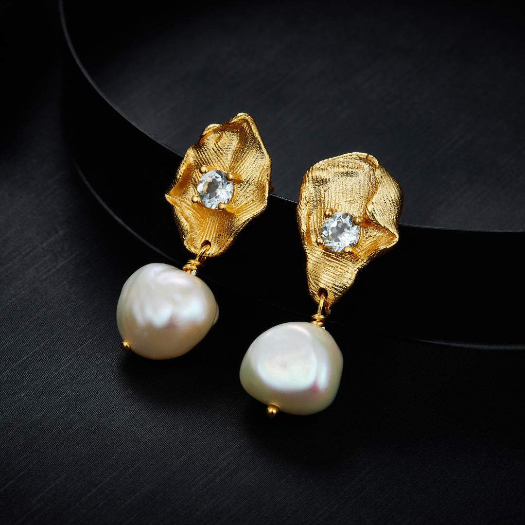 Drop-Earrings-With-Leaf-Design-Topaz-And-Freshwater-Pearl-By-Yonandole_2