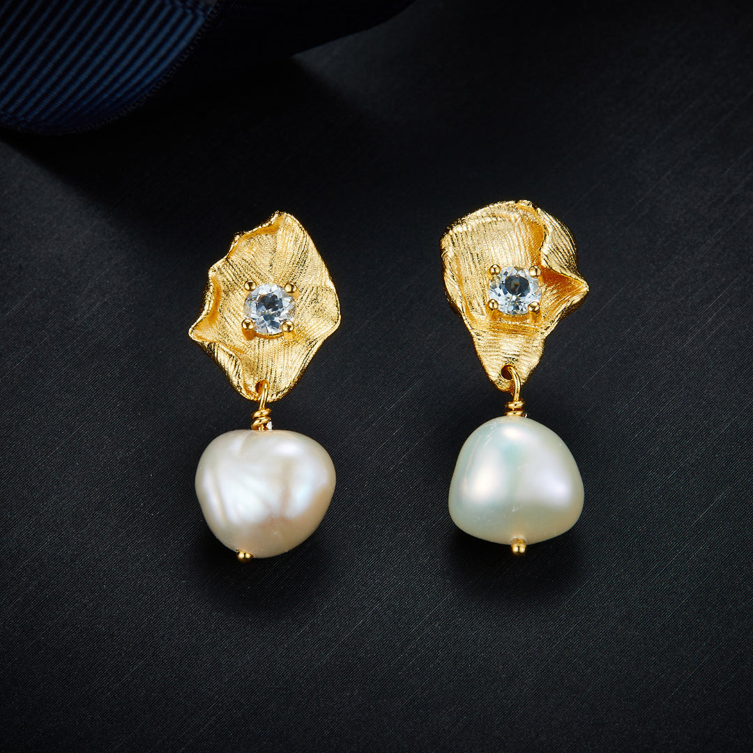 Drop-Earrings-With-Leaf-Design-Topaz-And-Freshwater-Pearl-By-Yonandole_4