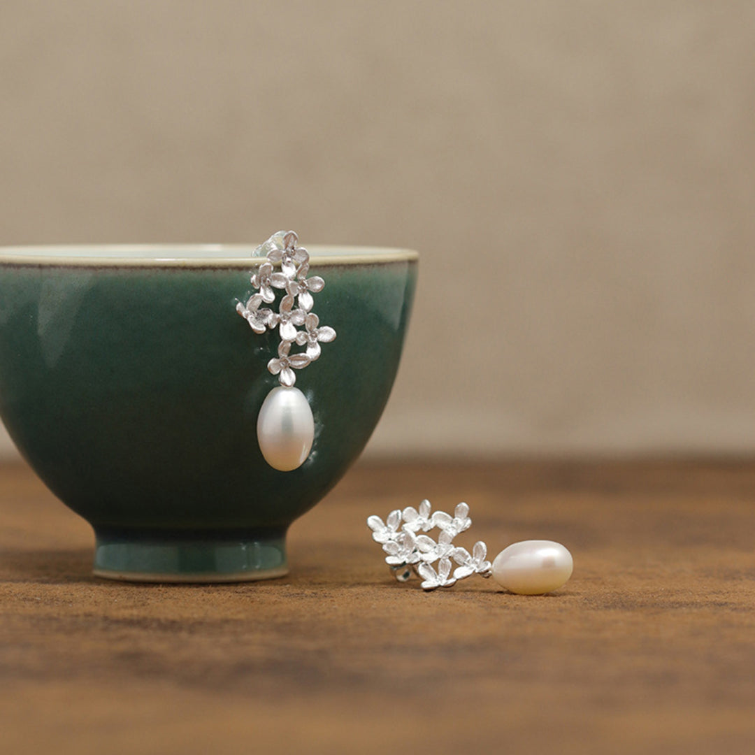Drop-Earrings-With-Osmanthus-Flowers-And-Pearl-By-Yonandole_5