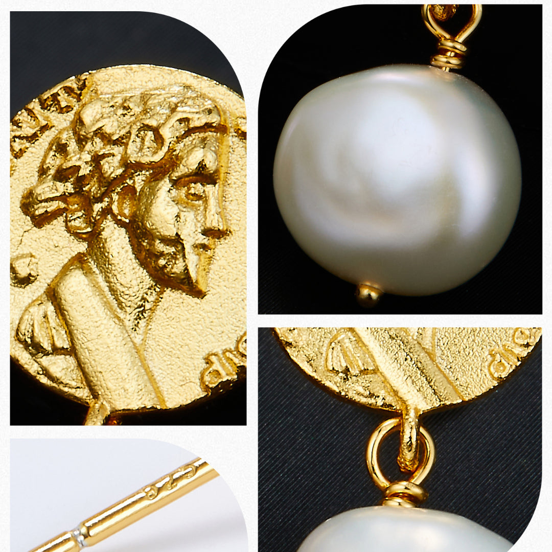 Drop-Earrings-With-Retro-Coin-And-Freshwater-Pearl-By-Yonandole_6
