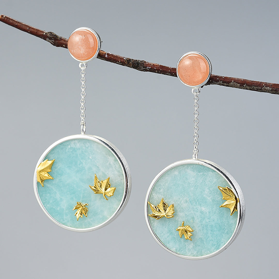 Earrings-With-Amazonite-And-Falling-Maple-Leaves-By-Yonandole_1