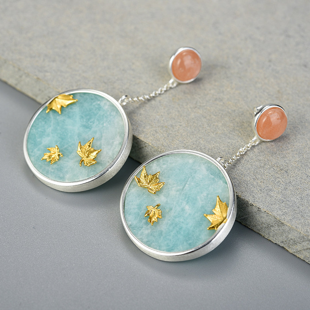 Earrings-With-Amazonite-And-Falling-Maple-Leaves-By-Yonandole_2