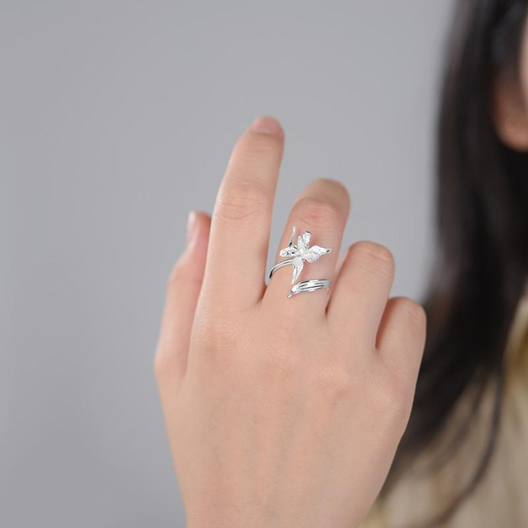 blanc iris✨ silver ring Iris Flower Ring In 925 Sterling Silver 18K Gold Plated Handmade