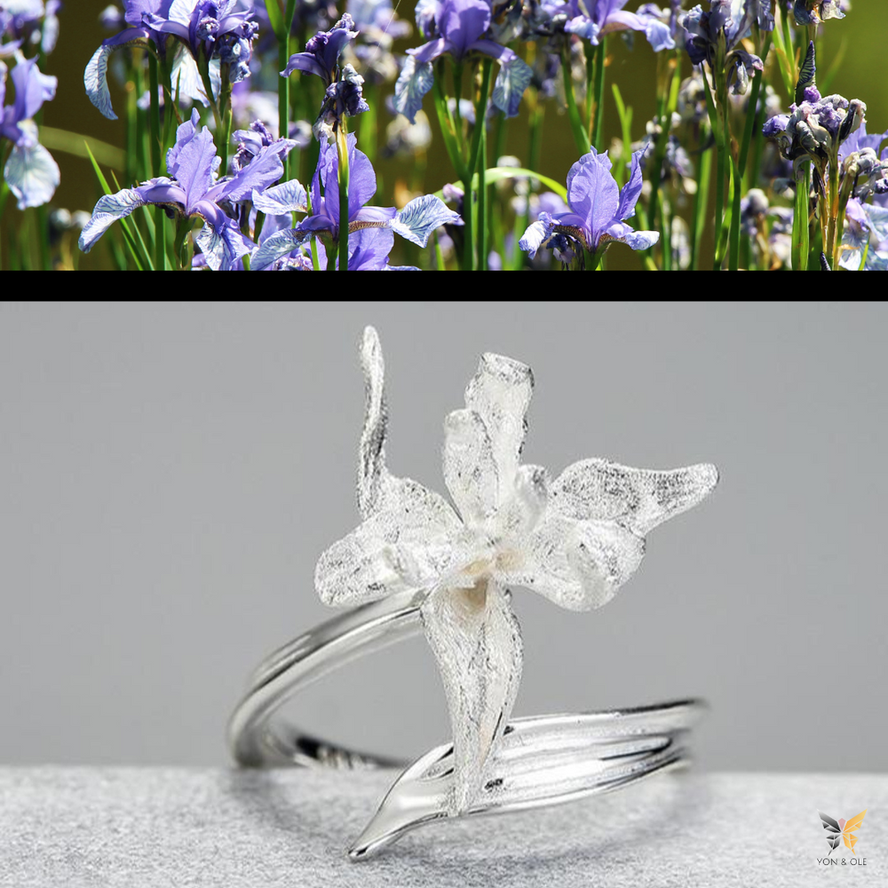 
                      
                        Iris Flower Ring In 925 Sterling Silver 18K Gold Plated Handmade Romantic Floral Jewelry Design Gift For Her
                      
                    