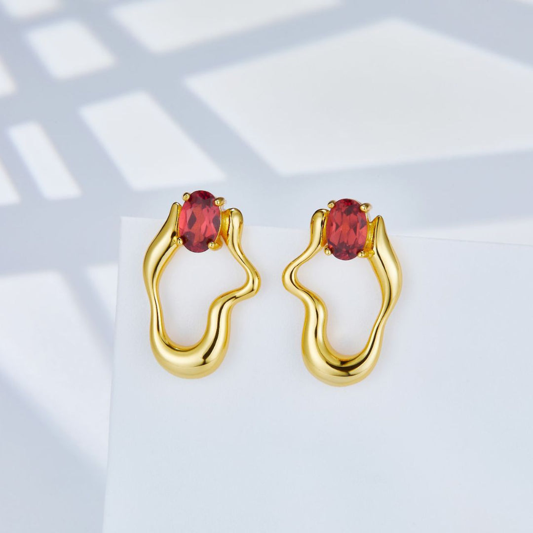 Irregulary-Shaped-Earrings-With-Faceted-Garnet-By-Yonandole_1