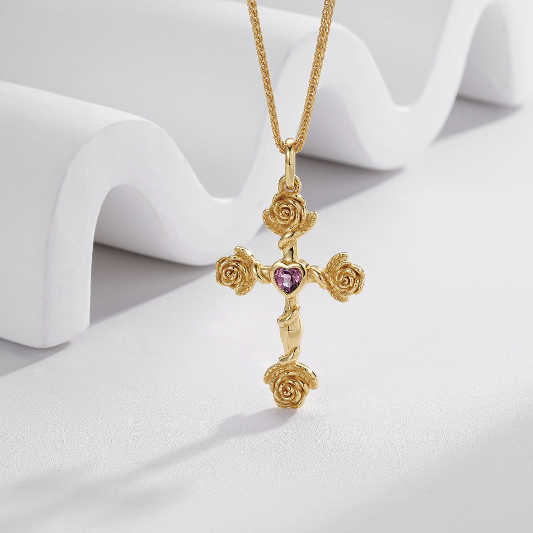 Necklace-And-Cross-Pendant-With-Roses-And-Garnet-By-Yonandole_5