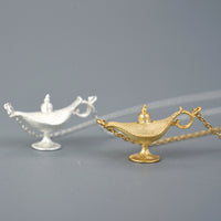 Necklace With Aladdins Lamp In 925 Sterlingsilver 18K Gold Plated Handcrafted Fun Jewelry Design