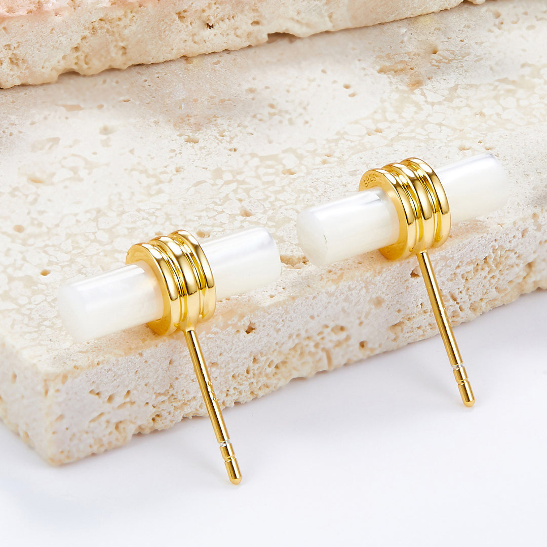 Stud-Earrings-With-Agate-Or-Shell-Cylinder-By-Yonandole_4