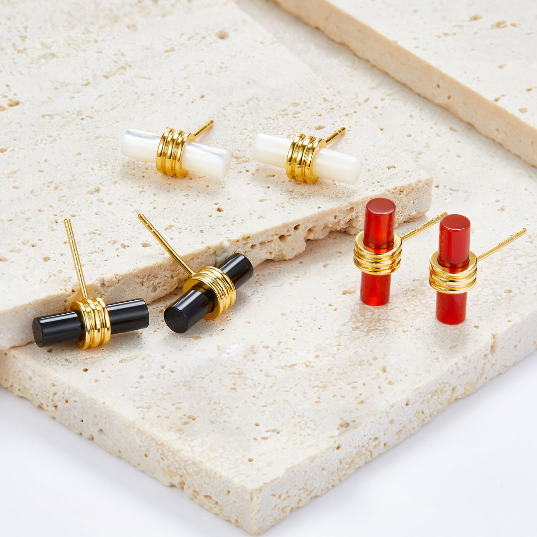 Stud-Earrings-With-Agate-Or-Shell-Cylinder-By-Yonandole_7