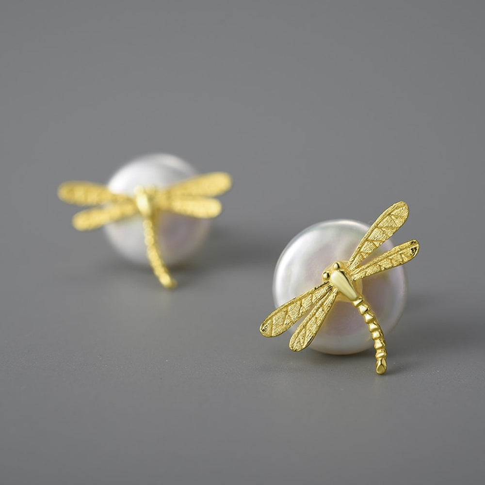 Stud-Earrings-With-Baroque-Pearl-And-Dragonfly-By-Yonandole_1