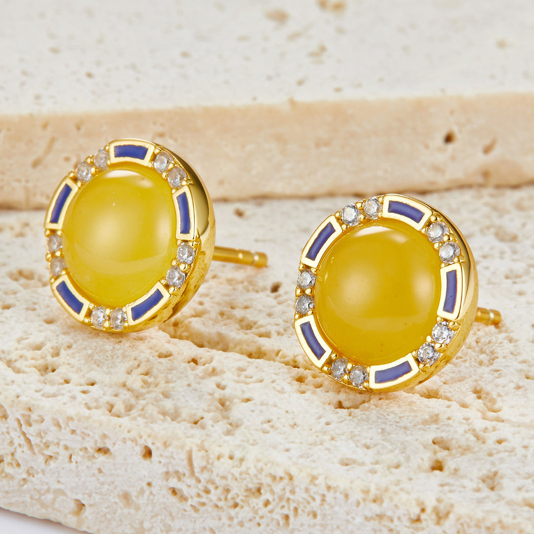 Stud-Earrings-With-Natural-Amber-And-Zirconia-By-Yonandole_4