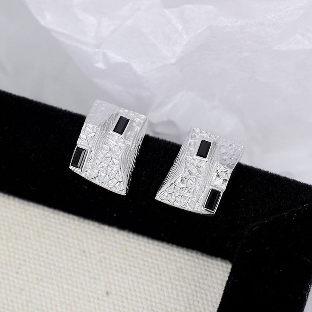Textured-Asymetrical-Stud-Earrings-With-Black-Zirconia-By-Yonandole_3