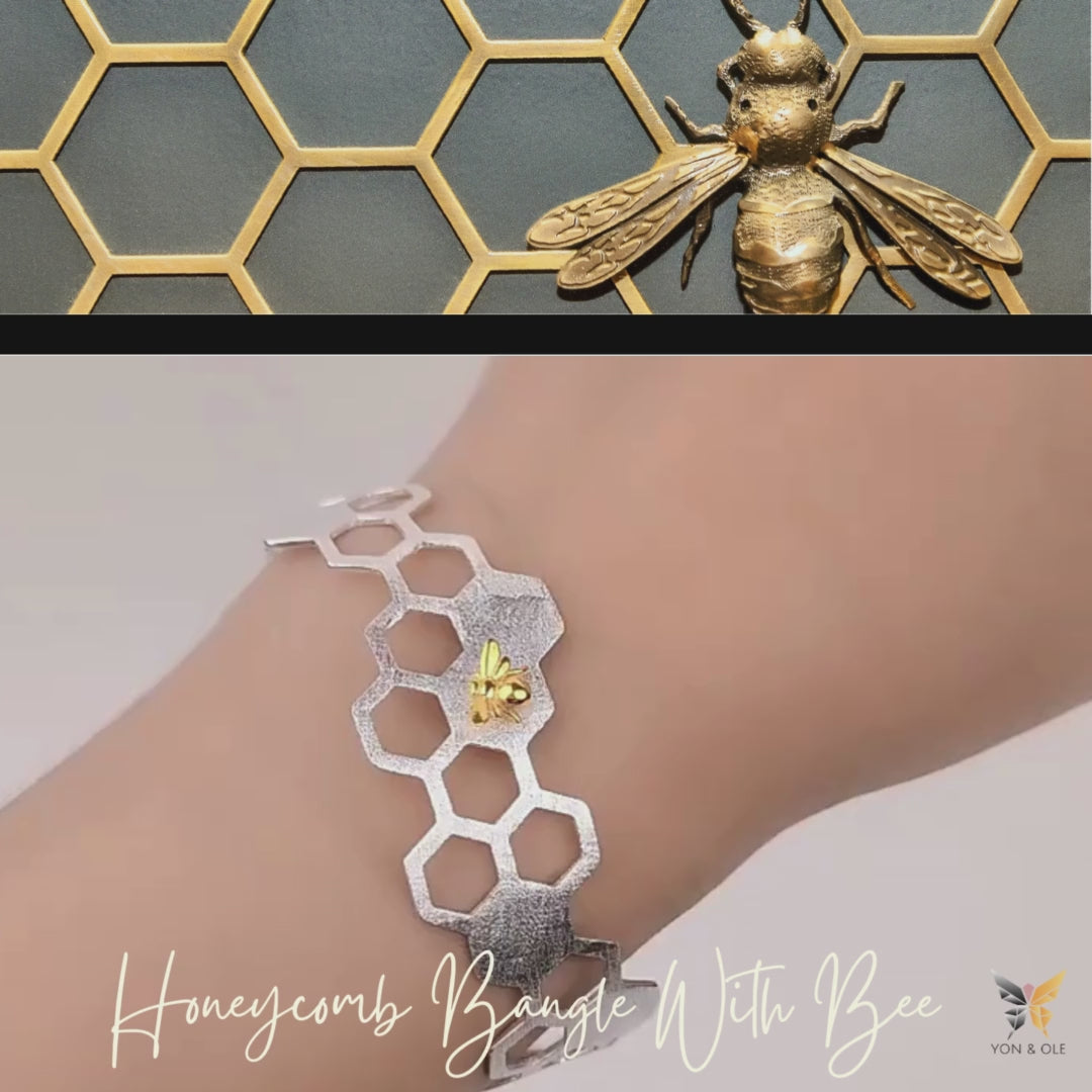 Honeycomb-Bangle-With-Bee-By-Yonandole