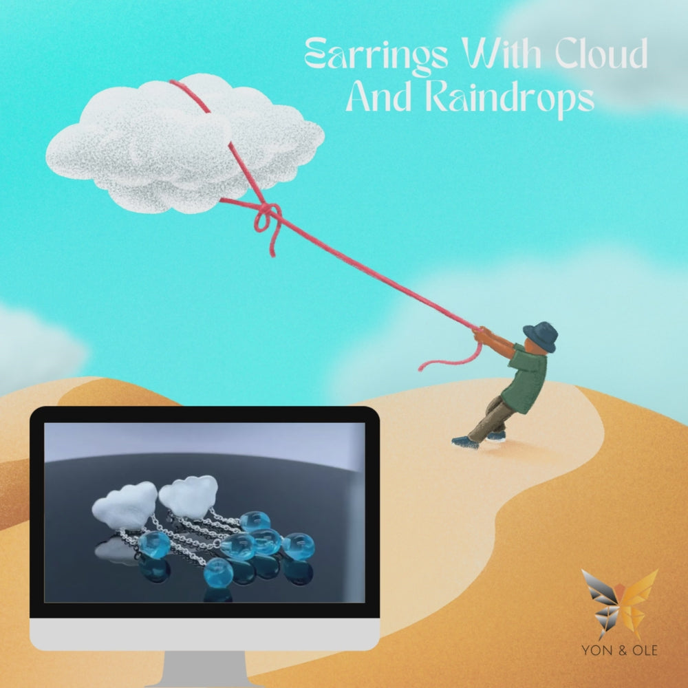 
                      
                        Load and play video in Gallery viewer, Cloud-Earrings-With-Crystal-Drops-By-Yonandole
                      
                    