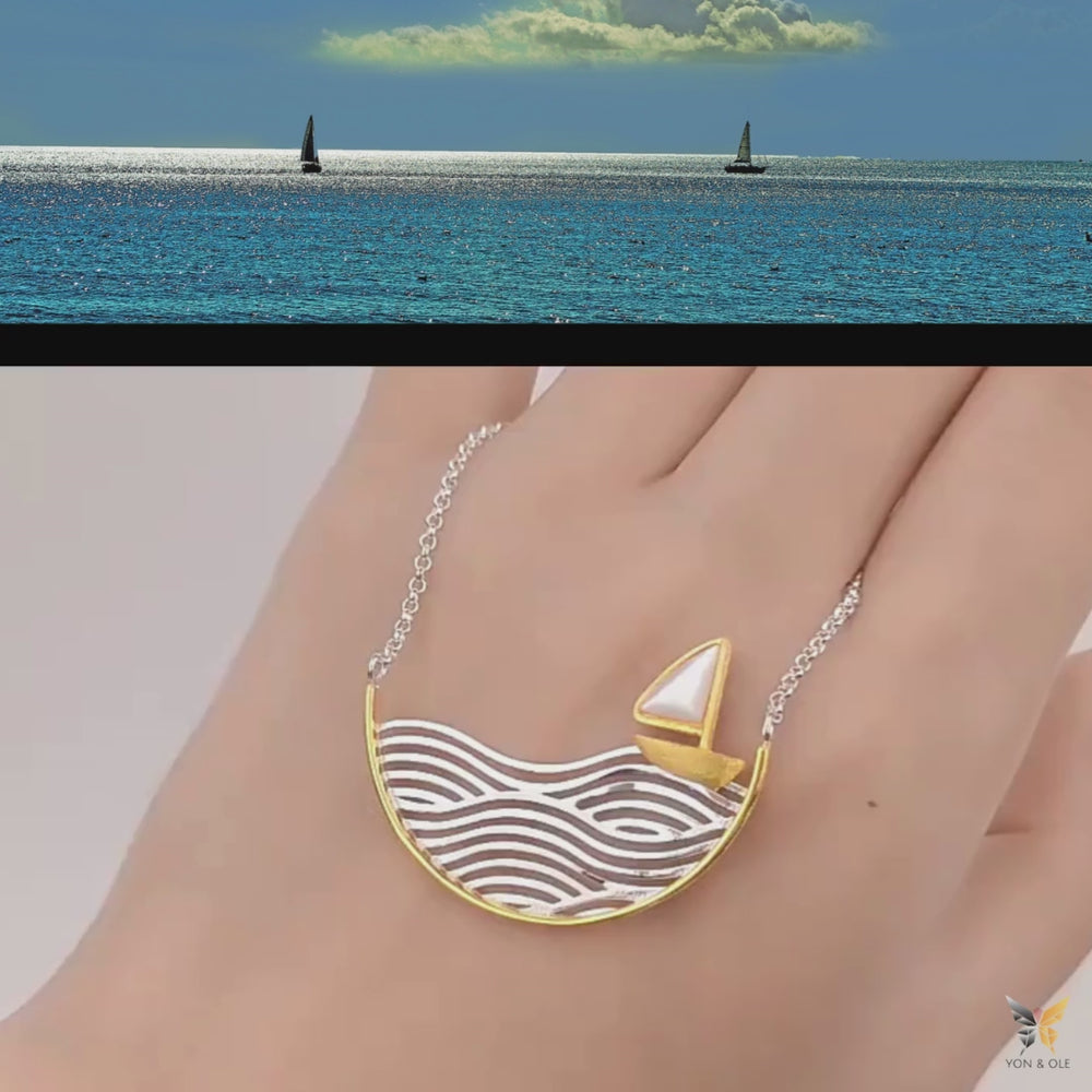 
                      
                        Load and play video in Gallery viewer, Sailing-Boat-Necklace-Pendant-By-Yonandole
                      
                    