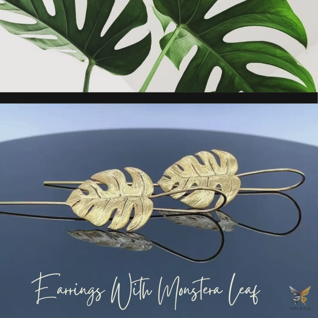 Earrings-With-Monstera-Leaf-By-Yonandole