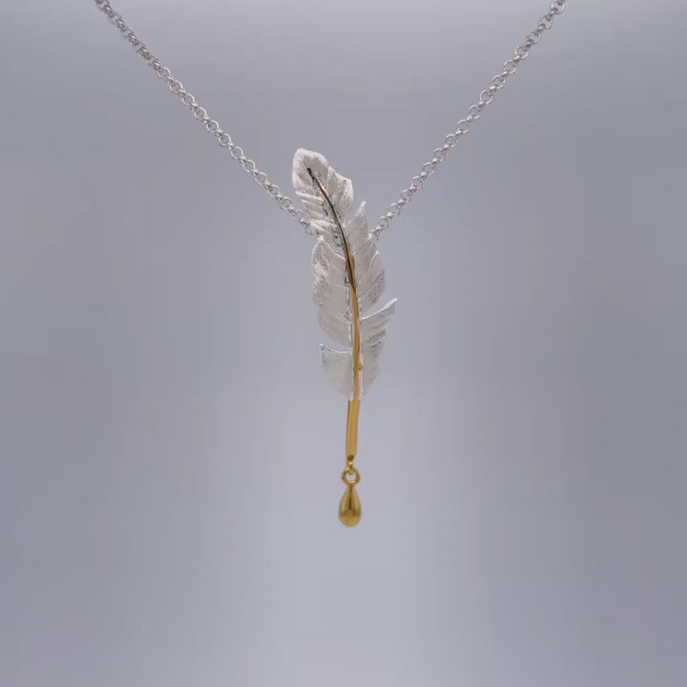 
                      
                        Load and play video in Gallery viewer, Feather-Pendant-By-Yonandole
                      
                    