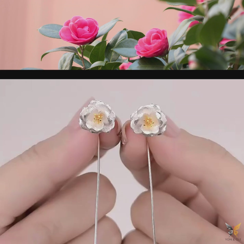 
                      
                        Load and play video in Gallery viewer, Camellia-Earrings-By-Yonandole
                      
                    